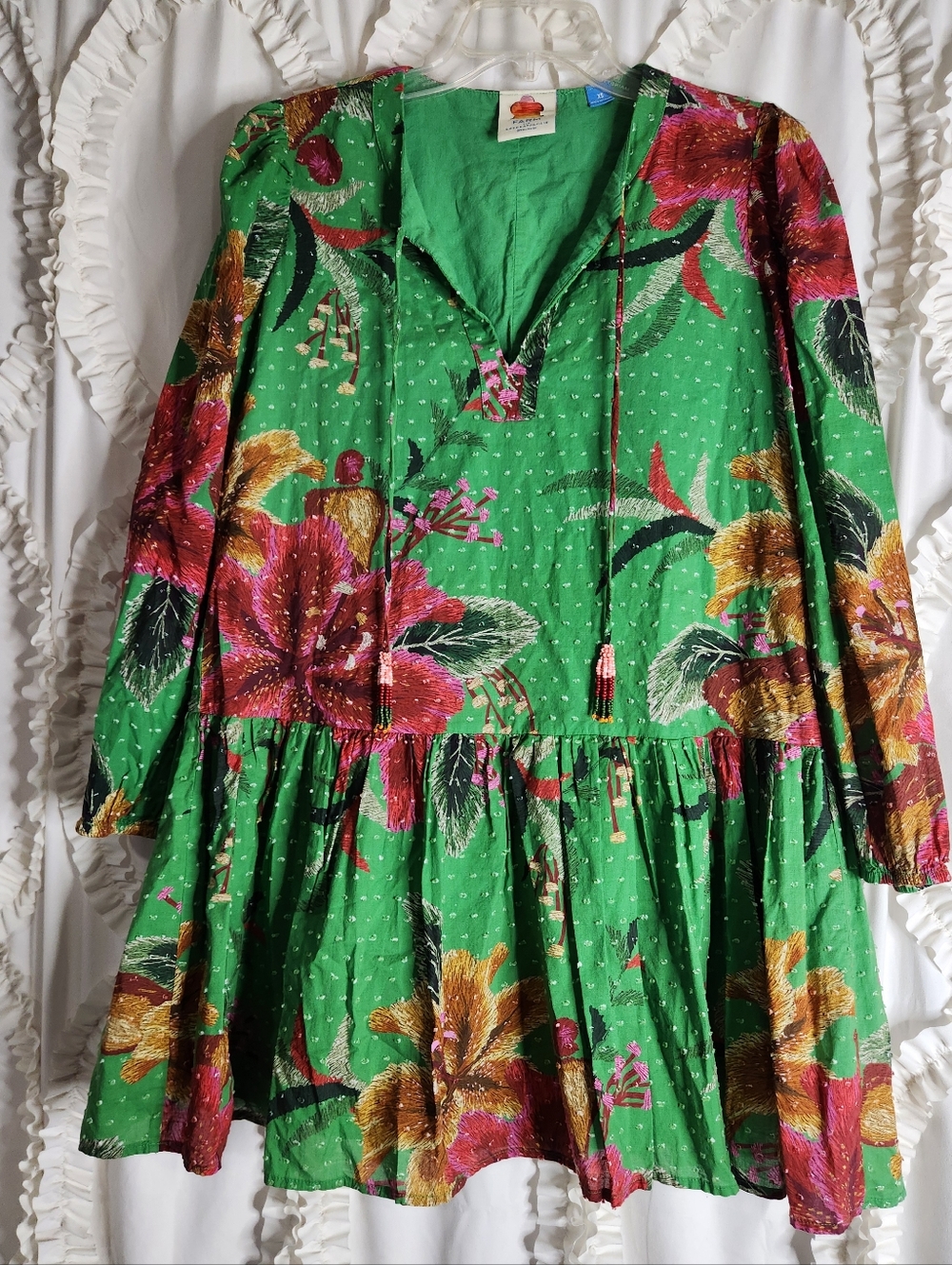 Farm Rio Jimena Tunic Green Dress Resortwear Sz XS - Picture 2 of 5